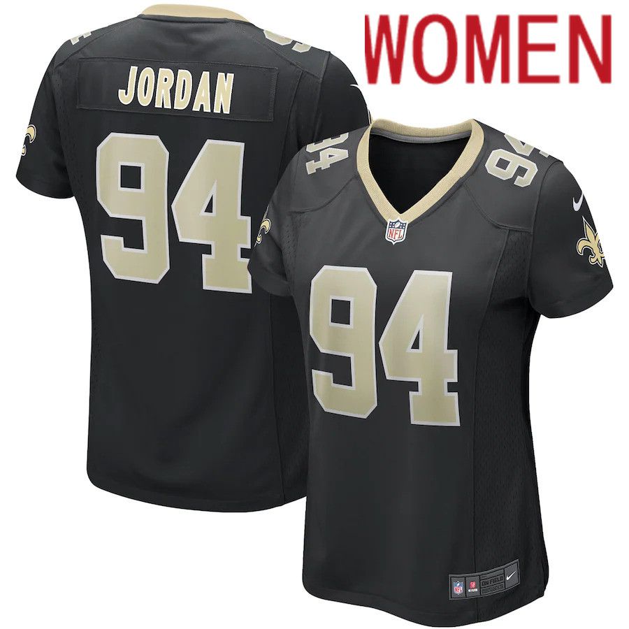 Women New Orleans Saints 94 Cameron Jordan Black Nike Game NFL Jersey